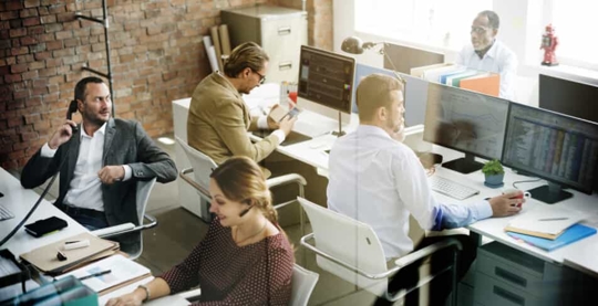 employees working at desks